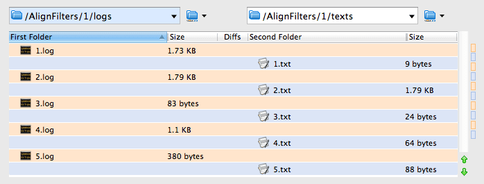 Folder comparison without align filter