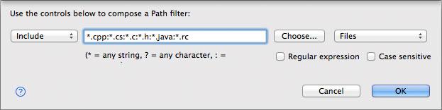 Folder Comparison Path Filter Dialog