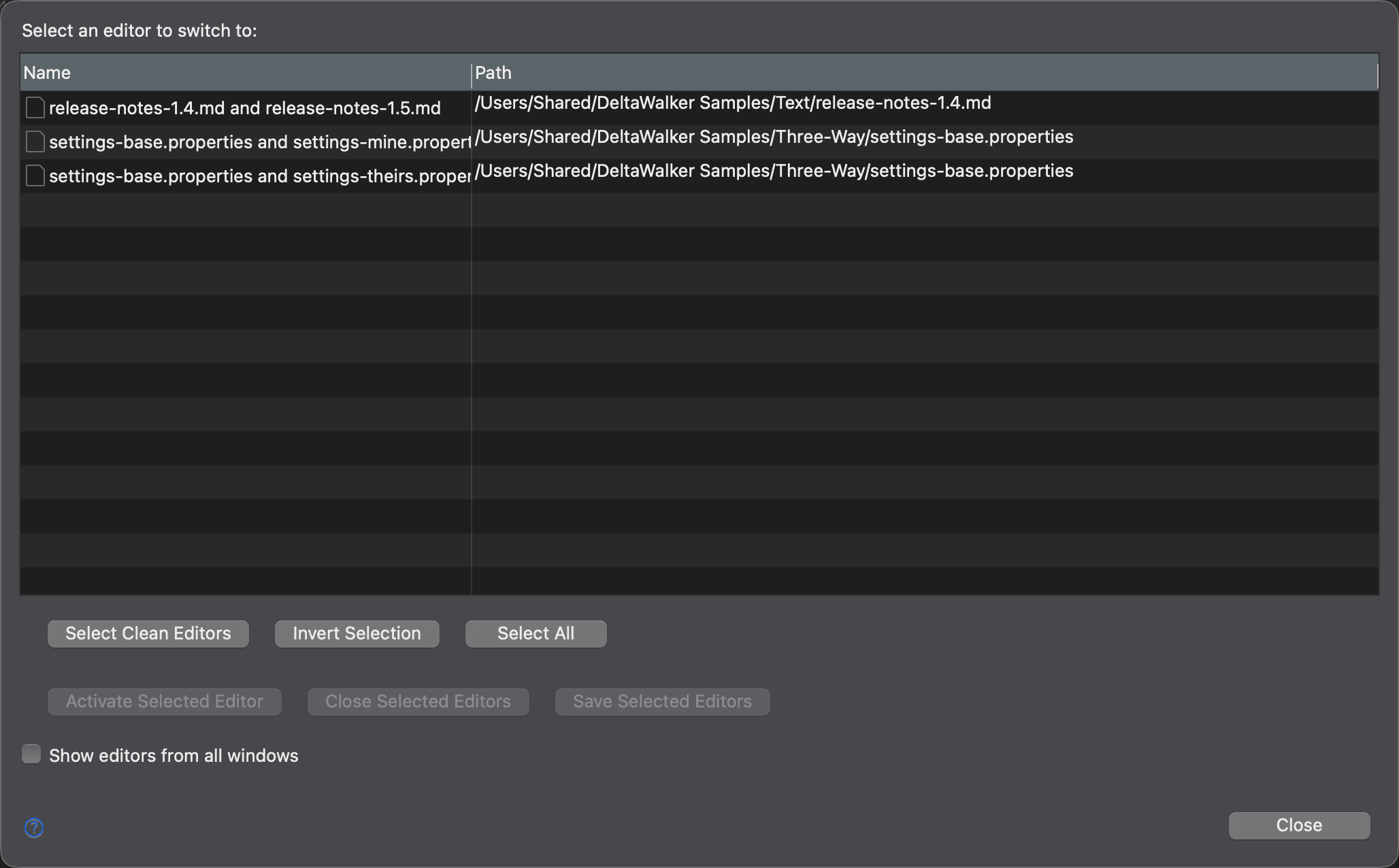 Switch to Editor dialog