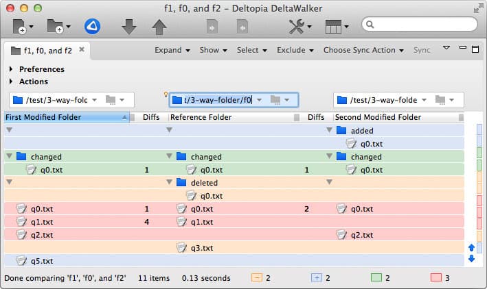 Three-way file comparison image before auto non-conflicts sync